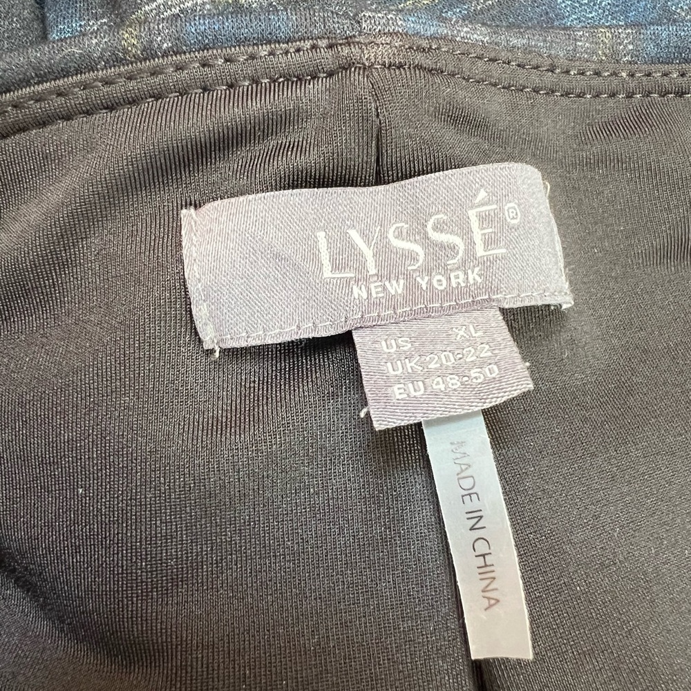 Lysse New York Plaid Pull On Trousers XL Blue Flare Stretch Career Pants Preppy - Picture 4 of 6